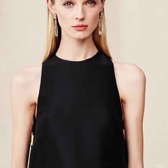 Ralph Lauren Spring/Summer 2015 Black Silk Shantung Sleeveless Tunic Blouse - Picture 9 of 16